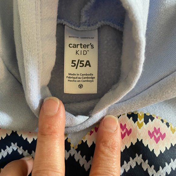 CARTERS HOODIE GIRLS SIZE 5 - Picture 3 of 3